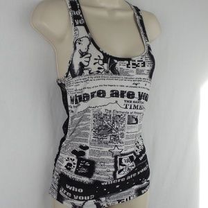 Body Central Black and White Graphic Tank Top